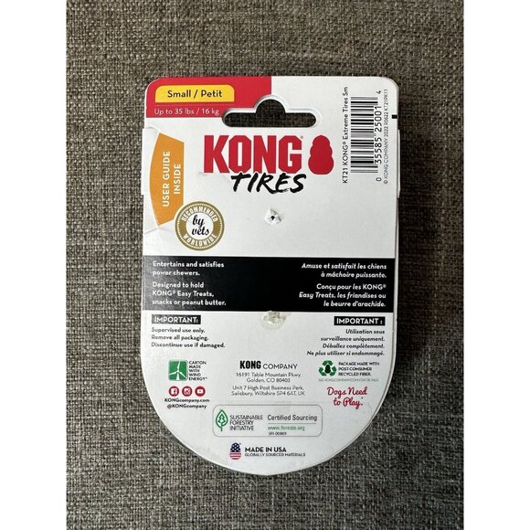 KONG Extreme Tire Treat Stuffable Fetch & Chew Dog Toy for Power Chewers Small - Picture 2 of 2